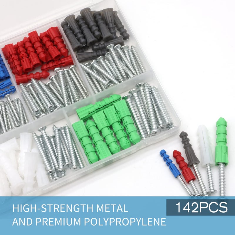 Tkiaea Drywall Anchors and Screws Kit 142Pcs, Wall Anchors and Screws for Drywall, Including 5 Different Sizes - Image 3